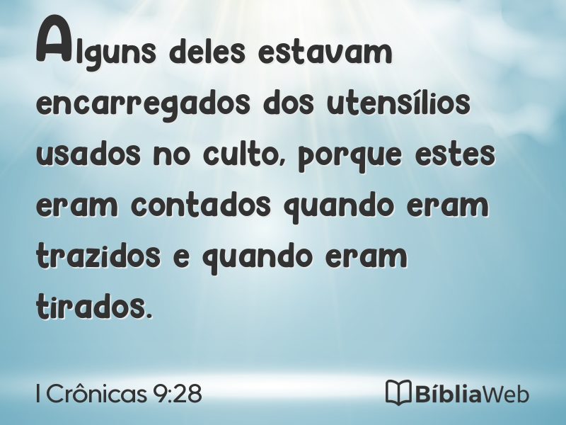 I Crônicas 9:28 em imagem para compartilhar