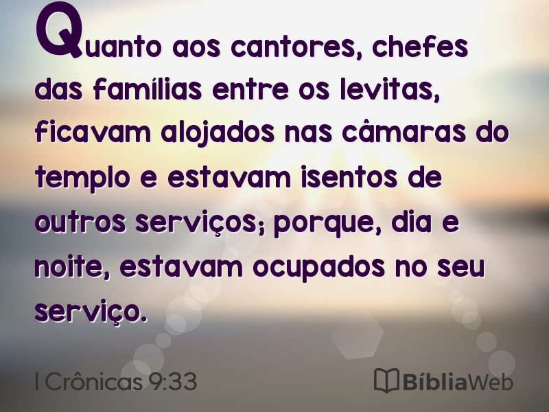 I Crônicas 9:33 em imagem para compartilhar