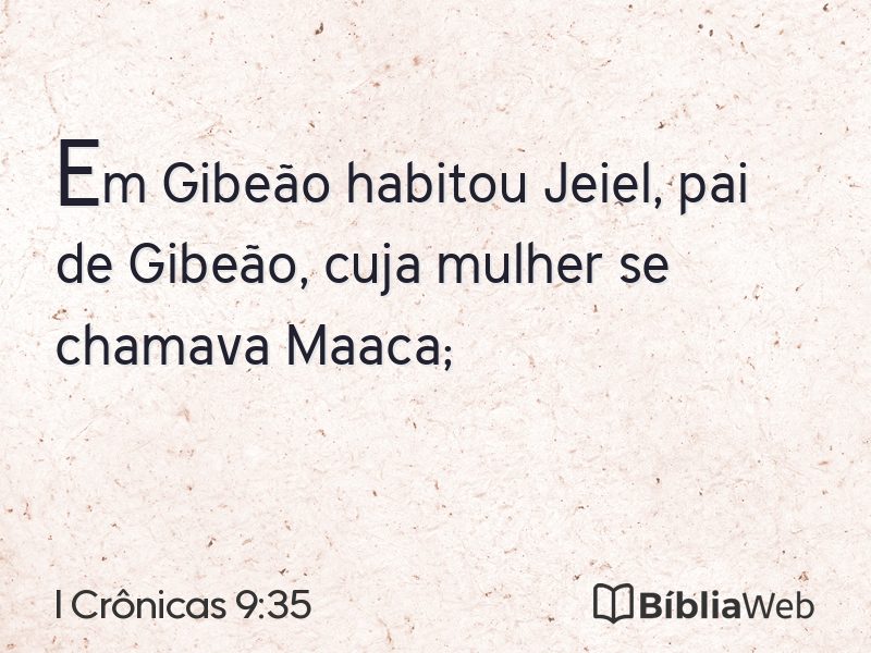 I Crônicas 9:35 em imagem para compartilhar
