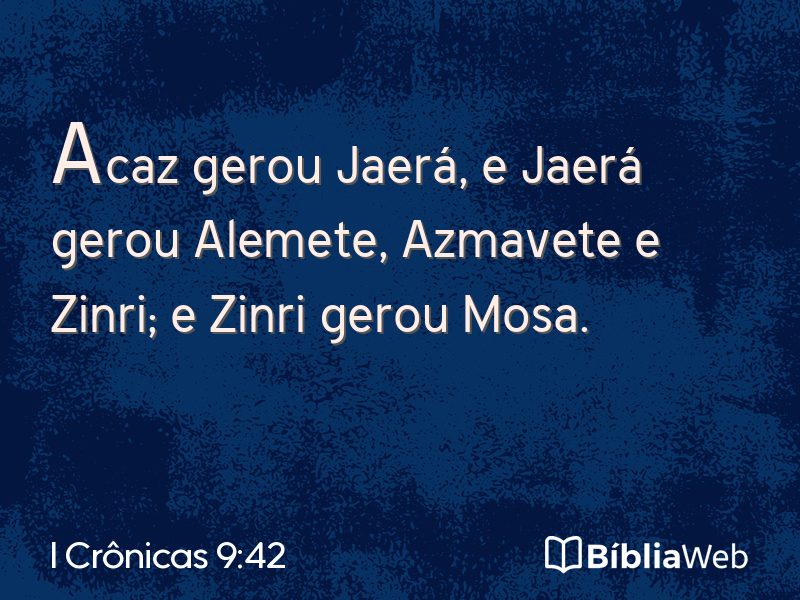 I Crônicas 9:42 em imagem para compartilhar