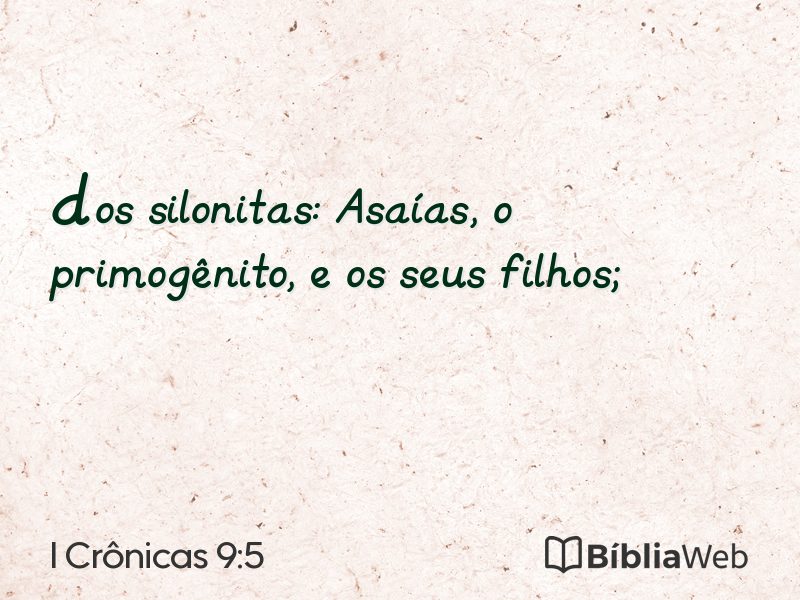 I Crônicas 9:5 em imagem para compartilhar