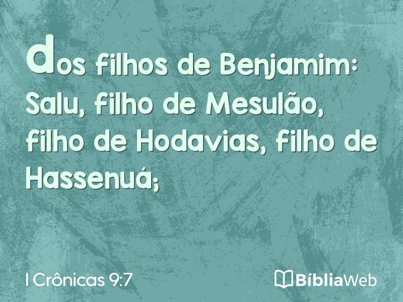 I Crônicas 9:7 em imagem para compartilhar