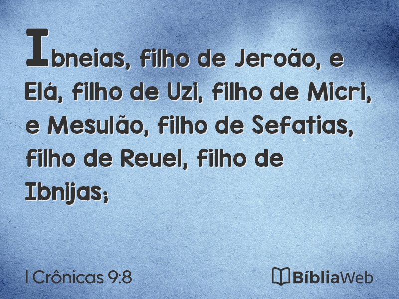I Crônicas 9:8 em imagem para compartilhar