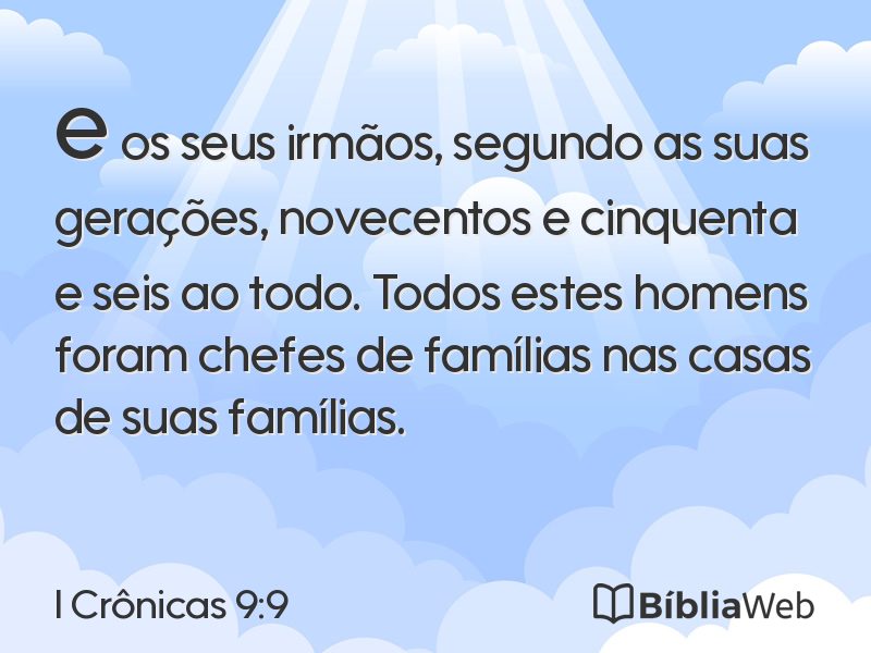 I Crônicas 9:9 em imagem para compartilhar