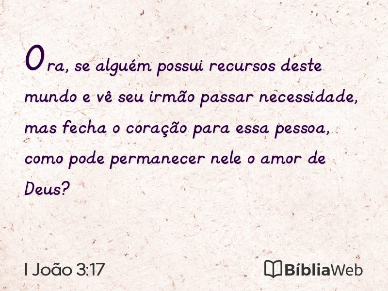I João 3:17 em imagem para compartilhar