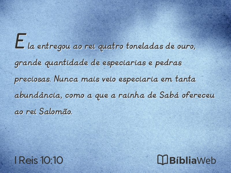 I Reis 10:10 em imagem para compartilhar