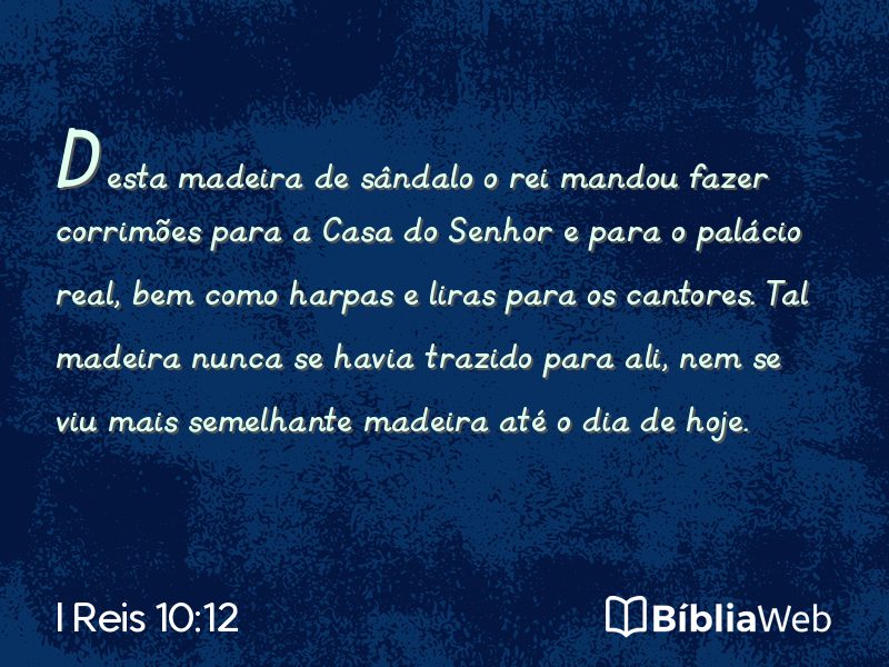 I Reis 10:12 em imagem para compartilhar