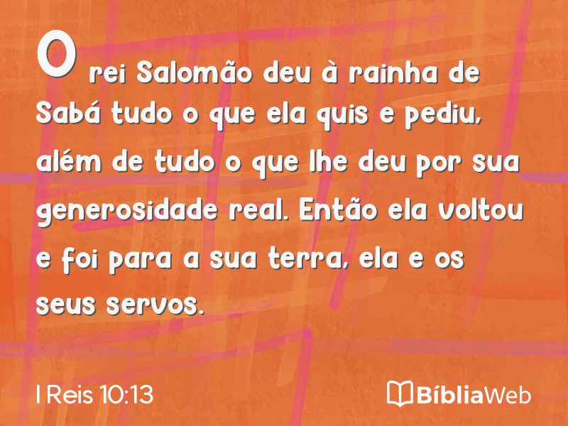 I Reis 10:13 em imagem para compartilhar