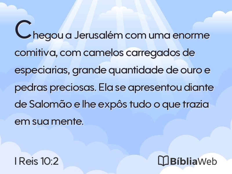 I Reis 10:2 em imagem para compartilhar