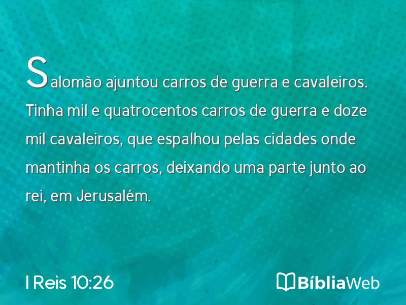 I Reis 10:26 em imagem para compartilhar