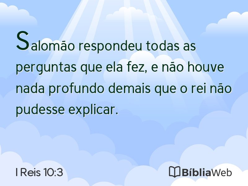 I Reis 10:3 em imagem para compartilhar