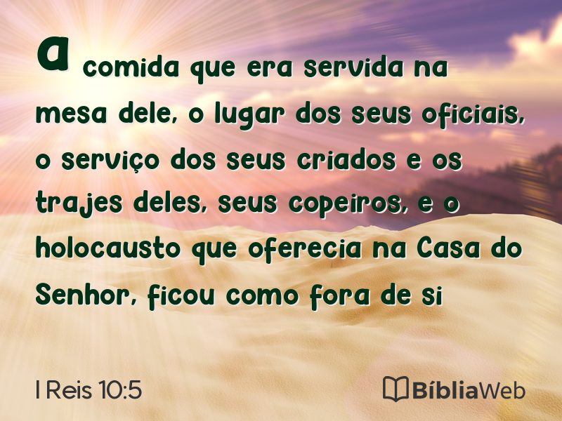 I Reis 10:5 em imagem para compartilhar