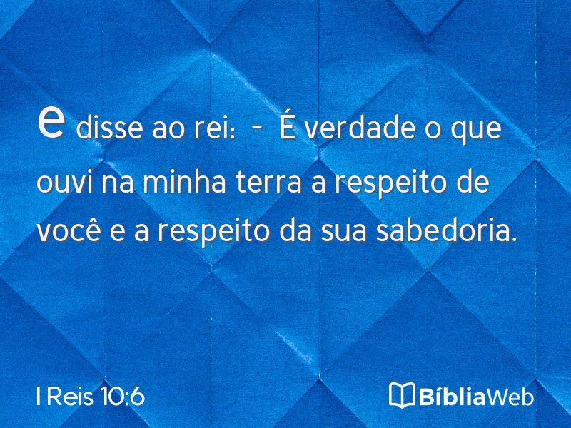 I Reis 10:6 em imagem para compartilhar