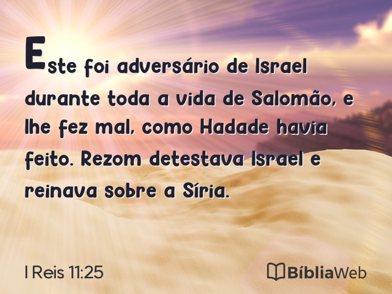 I Reis 11:25 em imagem para compartilhar