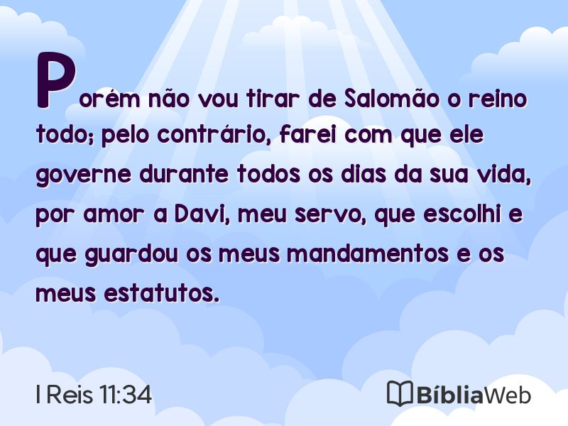 I Reis 11:34 em imagem para compartilhar