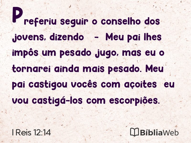 I Reis 12:14 em imagem para compartilhar