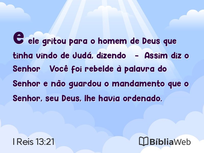 I Reis 13:21 em imagem para compartilhar