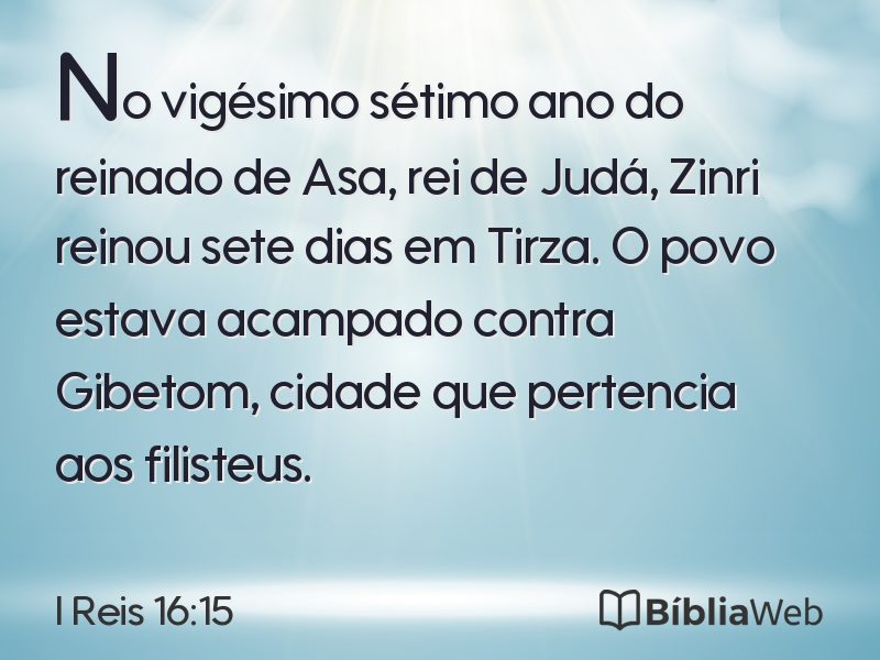 I Reis 16:15 em imagem para compartilhar