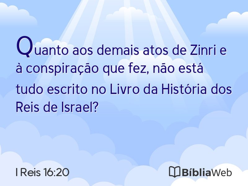 I Reis 16:20 em imagem para compartilhar