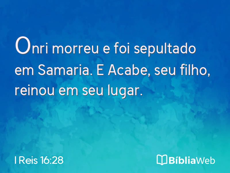 I Reis 16:28 em imagem para compartilhar
