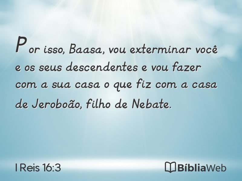 I Reis 16:3 em imagem para compartilhar