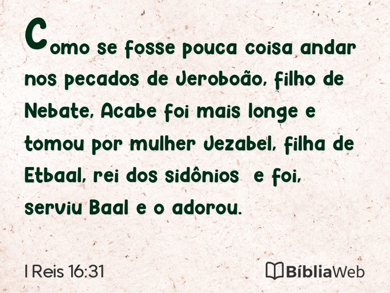 I Reis 16:31 em imagem para compartilhar