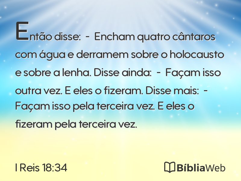 I Reis 18:34 em imagem para compartilhar