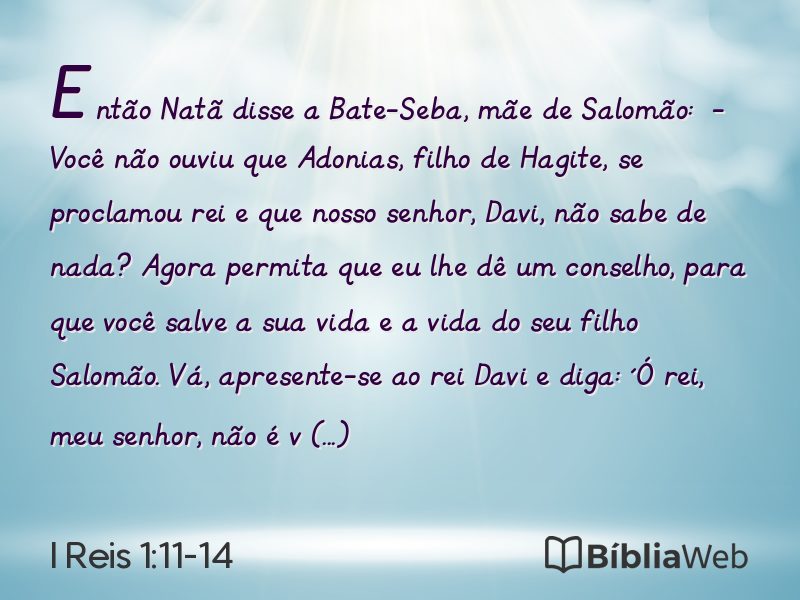 I Reis 1:11-14 em imagem para compartilhar