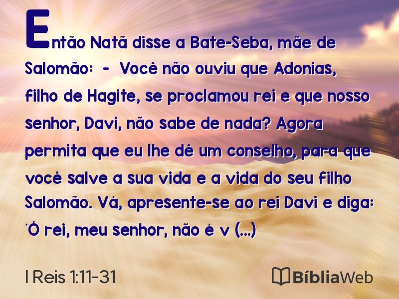 I Reis 1:11-31 em imagem para compartilhar