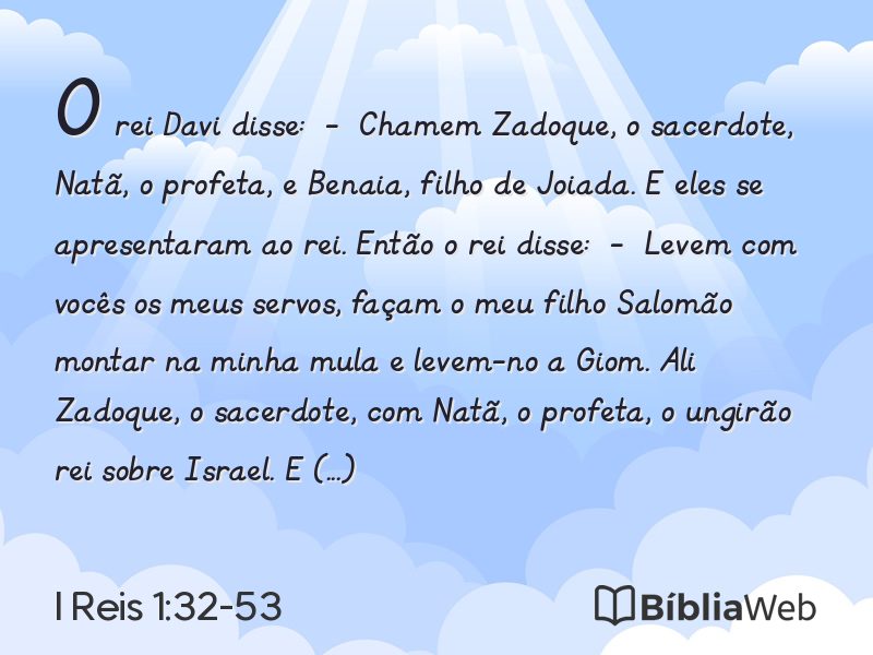 I Reis 1:32-53 em imagem para compartilhar