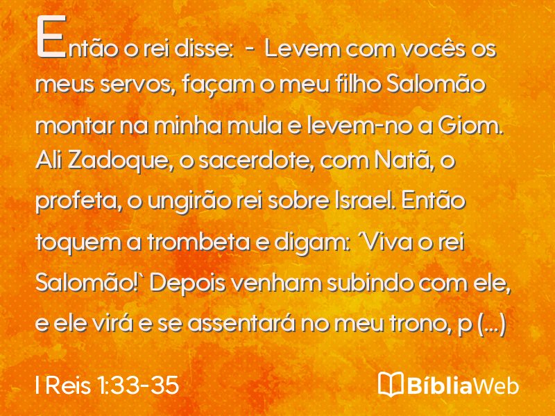 I Reis 1:33-35 em imagem para compartilhar