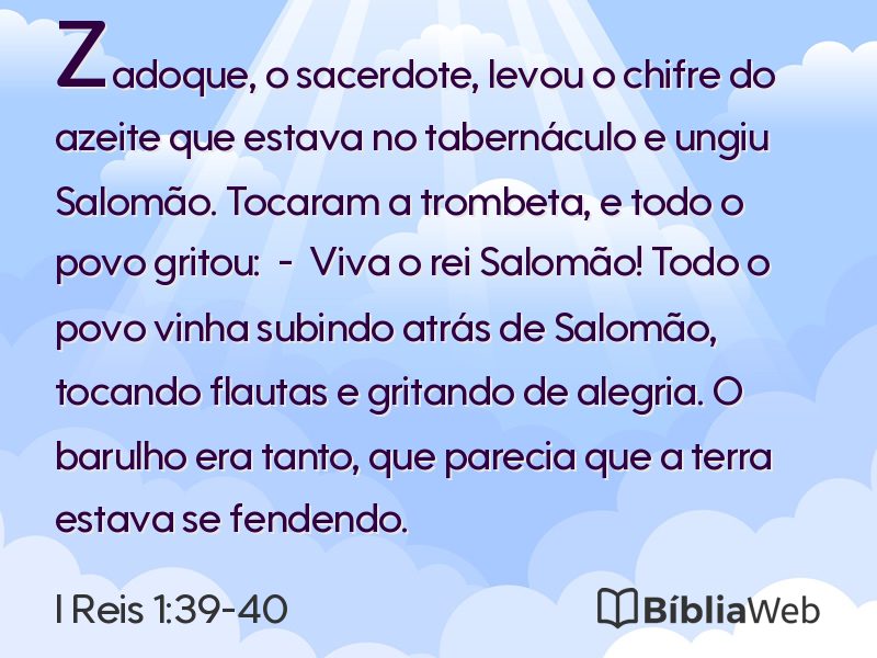 I Reis 1:39-40 em imagem para compartilhar