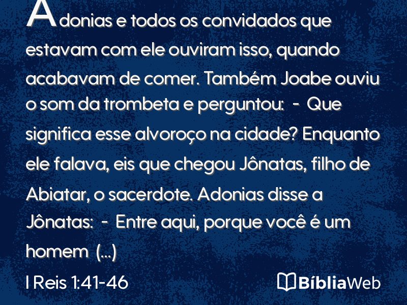 I Reis 1:41-46 em imagem para compartilhar