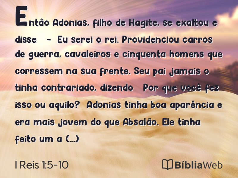 I Reis 1:5-10 em imagem para compartilhar
