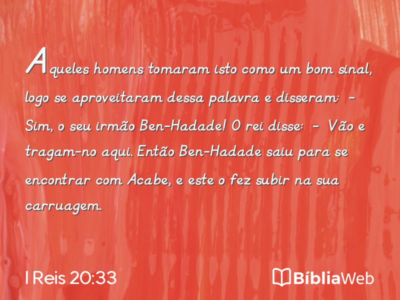 I Reis 20:33 em imagem para compartilhar