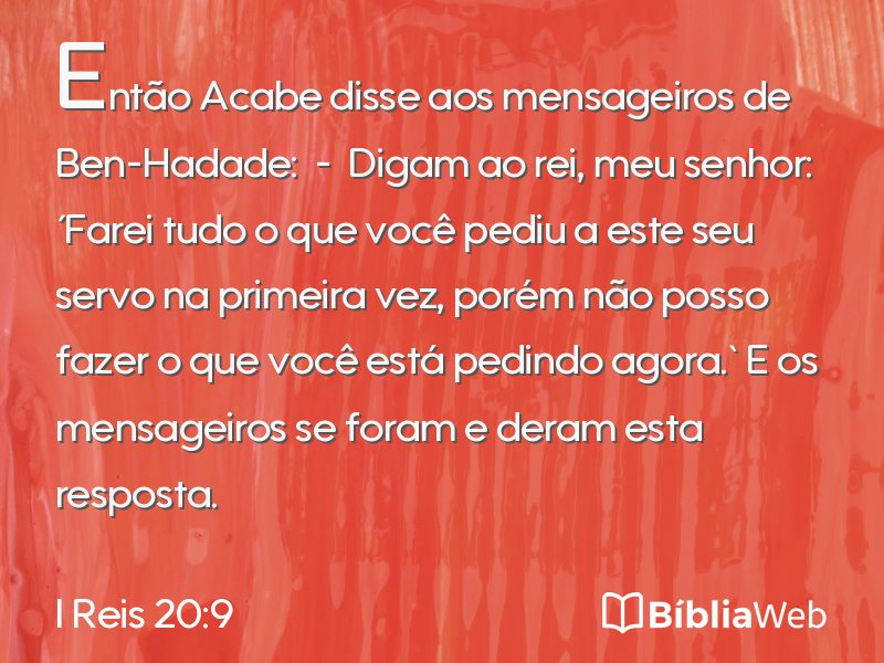I Reis 20:9 em imagem para compartilhar