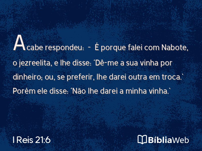 I Reis 21:6 em imagem para compartilhar