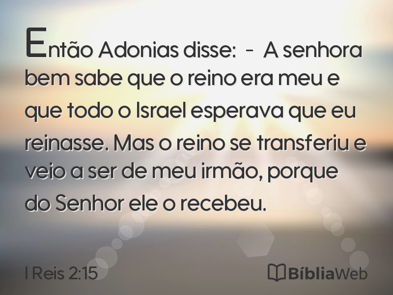 I Reis 2:15 em imagem para compartilhar
