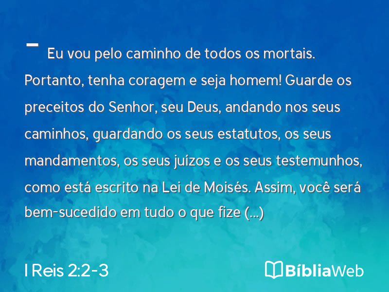 I Reis 2:2-3 em imagem para compartilhar