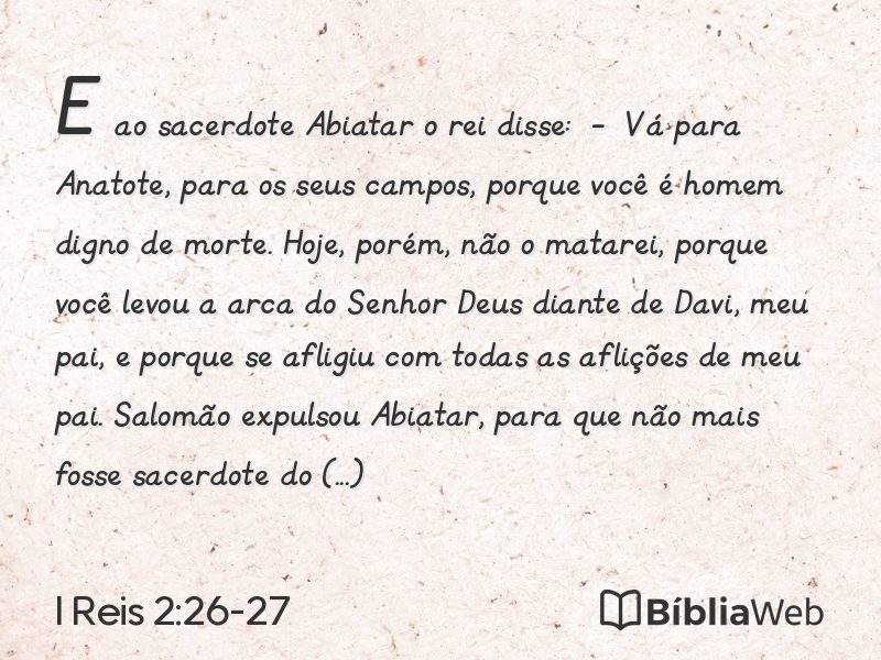 I Reis 2:26-27 em imagem para compartilhar