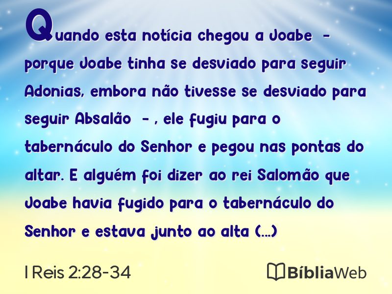 I Reis 2:28-34 em imagem para compartilhar
