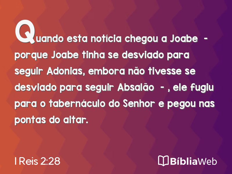 I Reis 2:28 em imagem para compartilhar