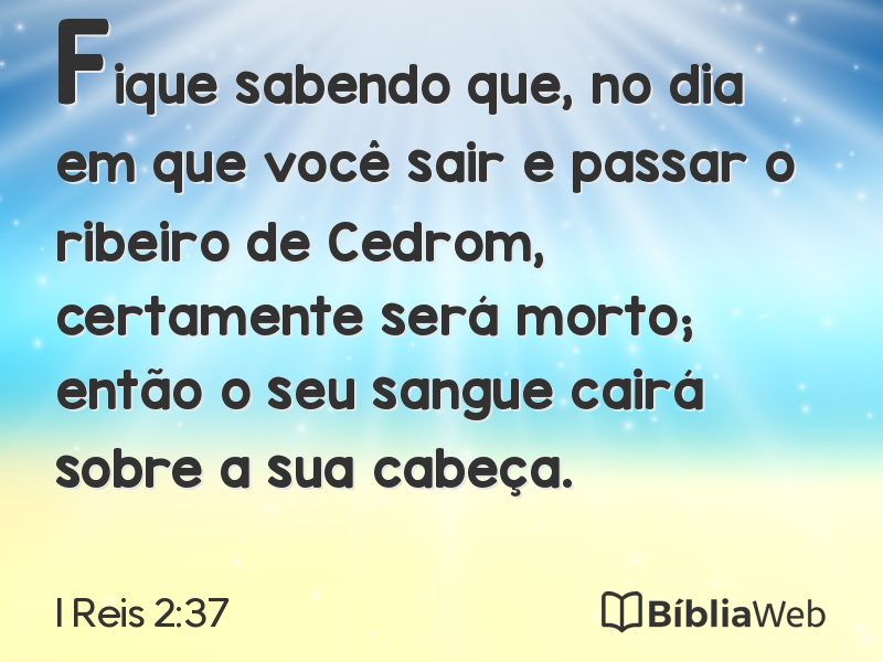 I Reis 2:37 em imagem para compartilhar