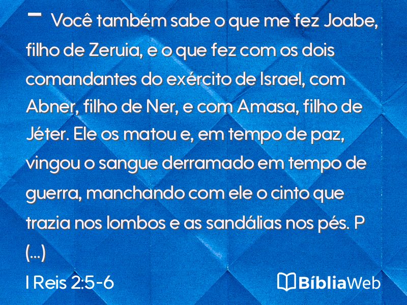I Reis 2:5-6 em imagem para compartilhar