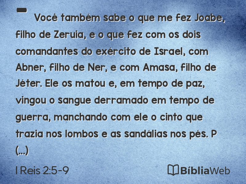 I Reis 2:5-9 em imagem para compartilhar