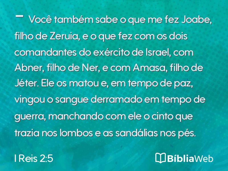 I Reis 2:5 em imagem para compartilhar