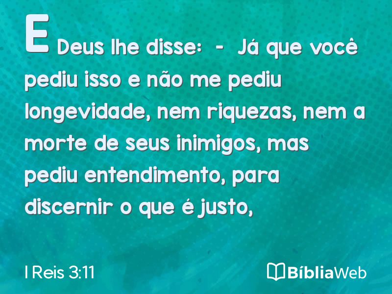 I Reis 3:11 em imagem para compartilhar