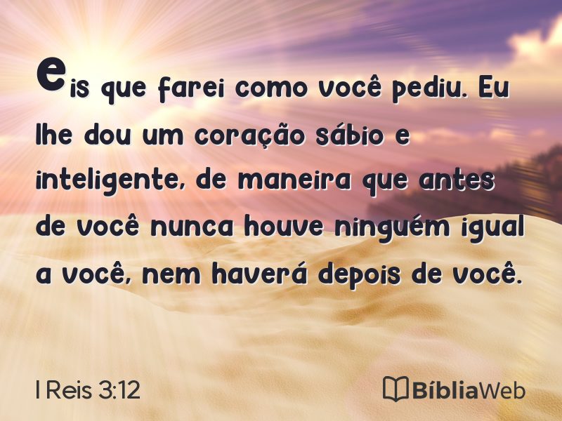 I Reis 3:12 em imagem para compartilhar