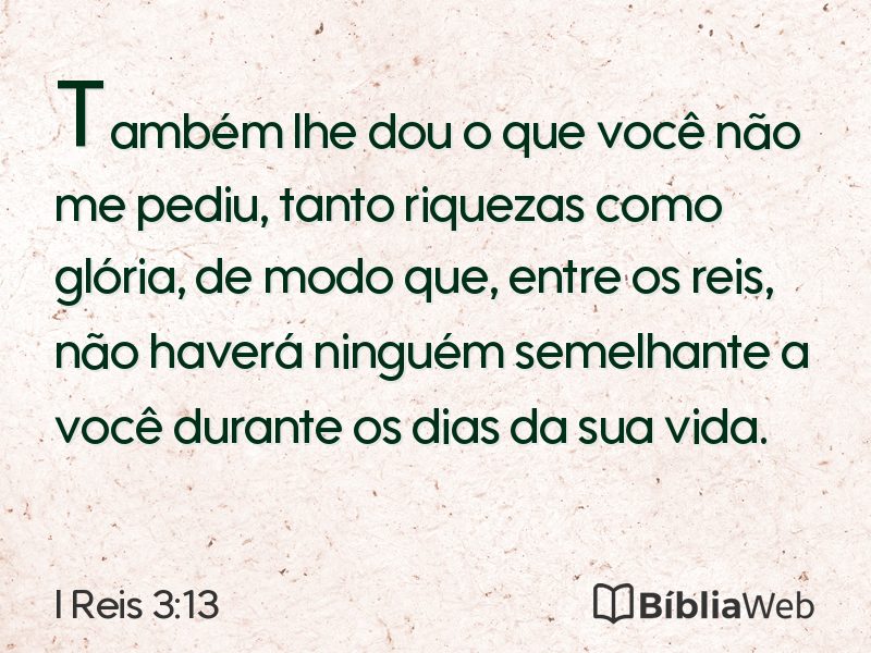 I Reis 3:13 em imagem para compartilhar