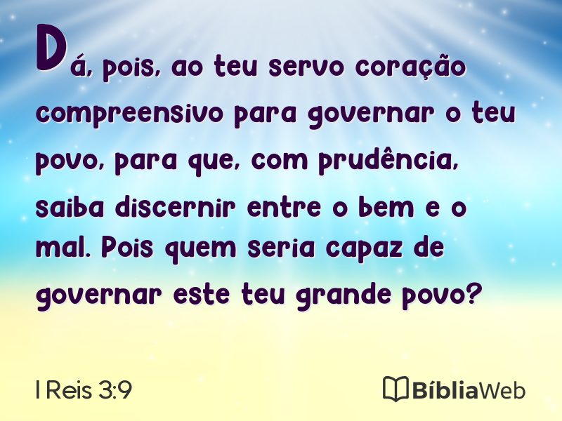 I Reis 3:9 em imagem para compartilhar